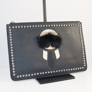 Black Saffiano Leather Karlito Flat Clutch Bag